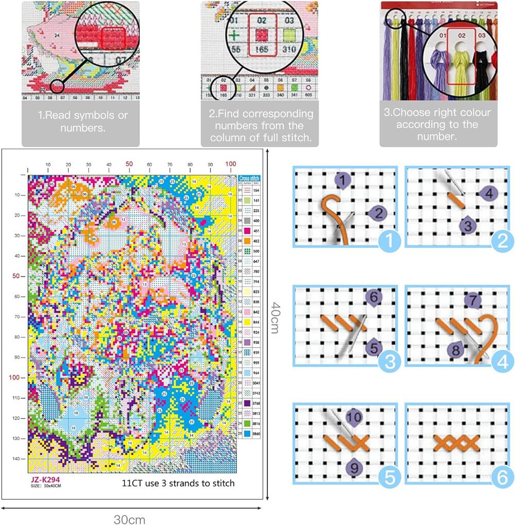 Amazon | クロスステッチキット 14カウント スタンプ付き Meecaa